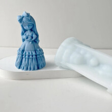 D Fille Bougie Moule en Silicone Mignon Petite Princesse PoupéE Plâtre RéSine Savon Bougie Faisant Kit DéCor de Mariage Cadeau Fait Main
