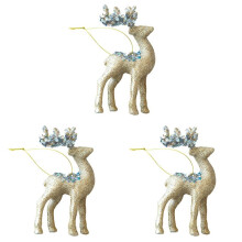 3 Pezzi Decorazioni Natalizie Champagne Decorazioni per L'Albero di Natale Decorazioni A Forma di Cervo Glitterato Champagne
