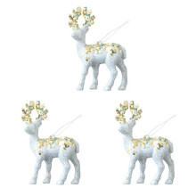 Adornos Navideños Plateados de 3 Piezas Adornos para Árbol de Navidad Adornos de Ciervos con Purpurina Plateados