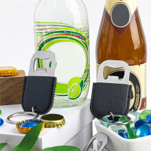 24Pack PU Bottle Opener Keychain Stainless Steel Beer Openers Blanks for Wedding Partys Favors Black