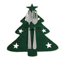 100PCS Organizer Table Decor Knife and Fork Holder Cutlery Bag ChristmasElk Xmas Tree Pocket B