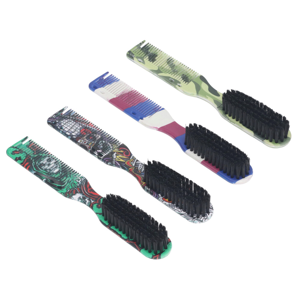 Unisex 4Pcs 2-In-1 Barber Fade Brush With Comb | Double-Headed Styling Tool