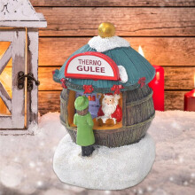 3PCS Christmas Glowing House Scene House Santa Claus Holiday House Xmas Ornament Winter Scene for Home Desktop