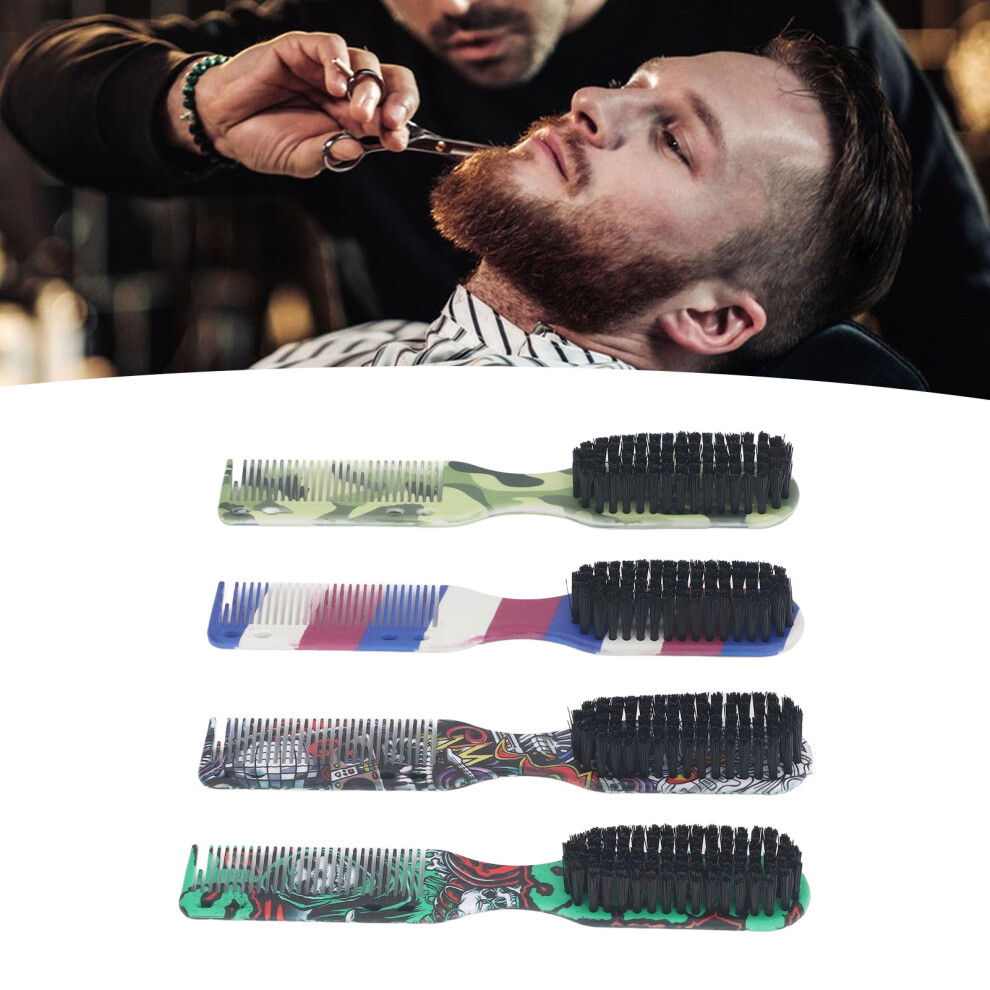 4pcs 2-in-1 Barber Fade Brush & Comb Set, Double Headed Grooming Tools