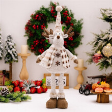 Christmas Standing Decorations Stretchable Doll for Christmas Floor Decor Elk Plush Christmas Decor