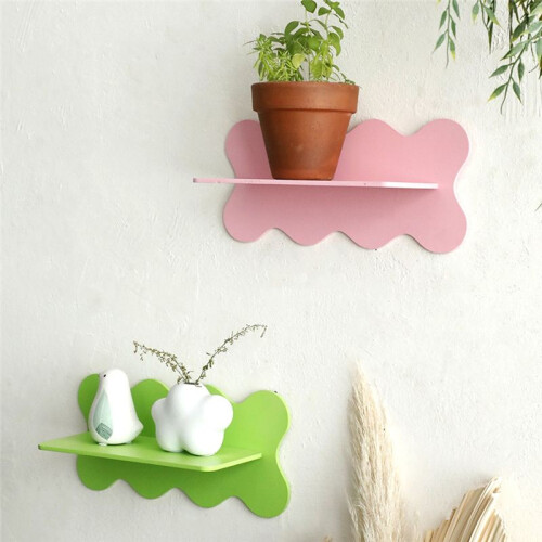 Wooden Wavy Storage Rack Wall Shelf Home Decoration 1