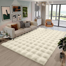 (160x230cm (Large Area Rug), Cream) Bubble Rug-Thick Non Slip Ultra Soft Fluffy Faux Fur Carpet for Living Room Bedrooms UK