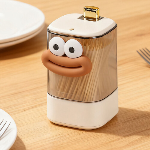 Hygienic Plastic Toothpick Container Cartoon Design-Green 2