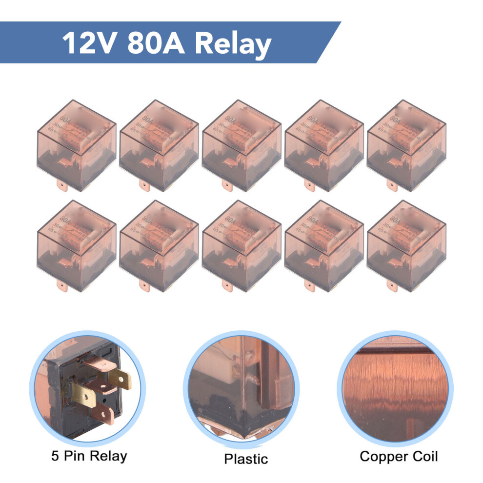 10x Waterproof Car Relay 12V 80A SPDT