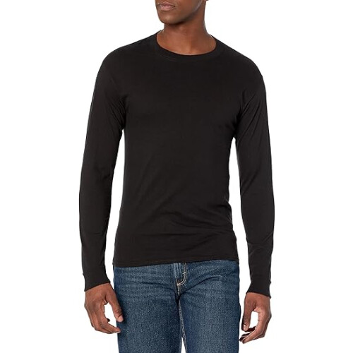 Hanes Men Long Sleeve Shirt, 2 Pack (S) Black 2