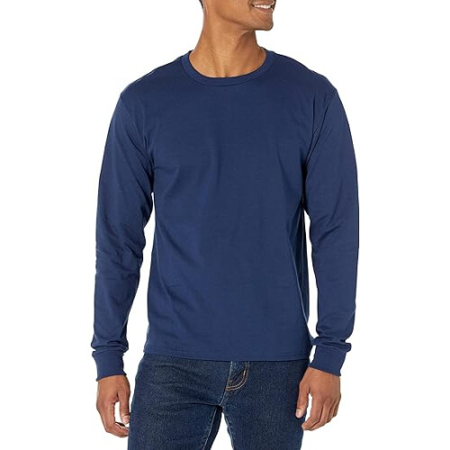Hanes Men Long Sleeve Shirt, 2 Pack (S) Navy