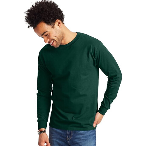 Hanes Men Long Sleeve Shirt, 2 Pack (M) DeepForest