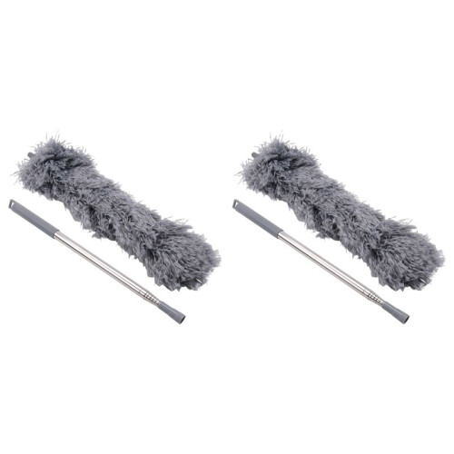 2X Gutter Cleaning Brush Roofing Tool with Telescopic Extendable Pole 8.2Ft Guard Cleaner Tool Easy Remove Leave, Grey