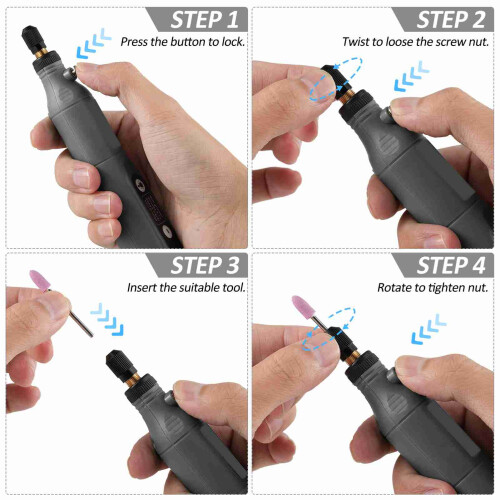 Mini perceuse sans fil 5 vitesses gris 2000mAh 18x2.7cm 1