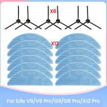 Side Brush and Washable Microfiber Mopping Cloth for V9/V9 Pro/G9/G9 Pro/A12 Pro Replacement Parts