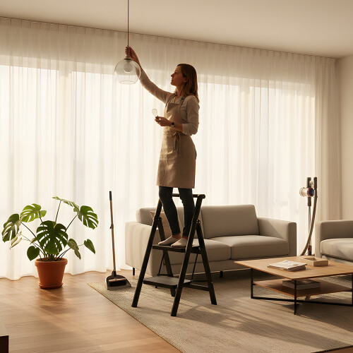 Living And Home Anti-Slip 2 Step Ladder with Wide Pedals 2