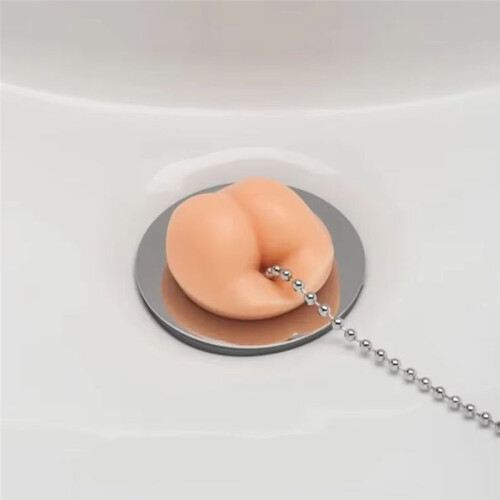 New Simulation Ass Kitchen Sink Strainer Stopper with Chain Bathroom Floor Drain Cover Kitchen Decor Universal A 2