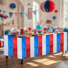 4-Pack 4 Juli-Decoraties, Metallic Folie Franje, Tafelrokken, Patriottische , Witte en Blauwe Feestdecoraties