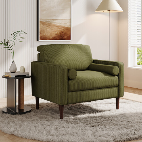 Living And Home Upholstered Single Sofa Armchair, Green 1