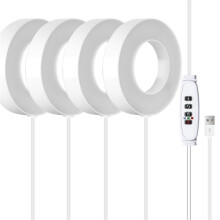 Full Spectrum LED Grow Light Auto /Off Timer Ceiling Under Cabinet Halo Plant Growing Lamp Red and Light 4 Pcs