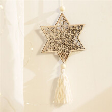 Octagonal Star Hollow Wooden Pendant Home Bedroom Wall Decoration Hanging Rack Decoration