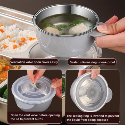 Multifunctional 4-Compartment Portable Lunch Box Portable Thermal Insulation Lunch Box with Tableware Accessories 1