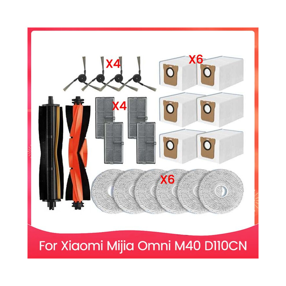 For Mijia Omni M40 D110cn Vacuum Accessories Replacement Parts Main Brush Side Brush Filter Dust Bag Mop Cloth 6033868796000