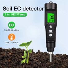 LCD Digital Soil EC Tester Thermometer 0.00-10.00mS/cm Backlight Waterproof Soil Conductivity Meter for Flower Gardening