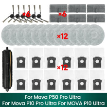 For Mova P50 Pro Ultra, Mova P10 Pro Ultra, MOVA P10 Ultra Accessories Tricut Brush Hepa Filter Mop Cloth Dust Bag
