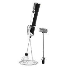 Mousseur à Lait Électrique USB, Cafetière, Mixeur, Batteur à Œufs Sans Fil de Cuisine, Mixeur à Crème Huang Noir