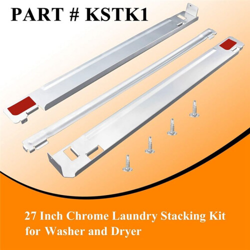 KSTK1 27-Inch Laundry Stacking Kit Replacement for  Washer & Dryer - Solid Metal with Chrome Coated 2