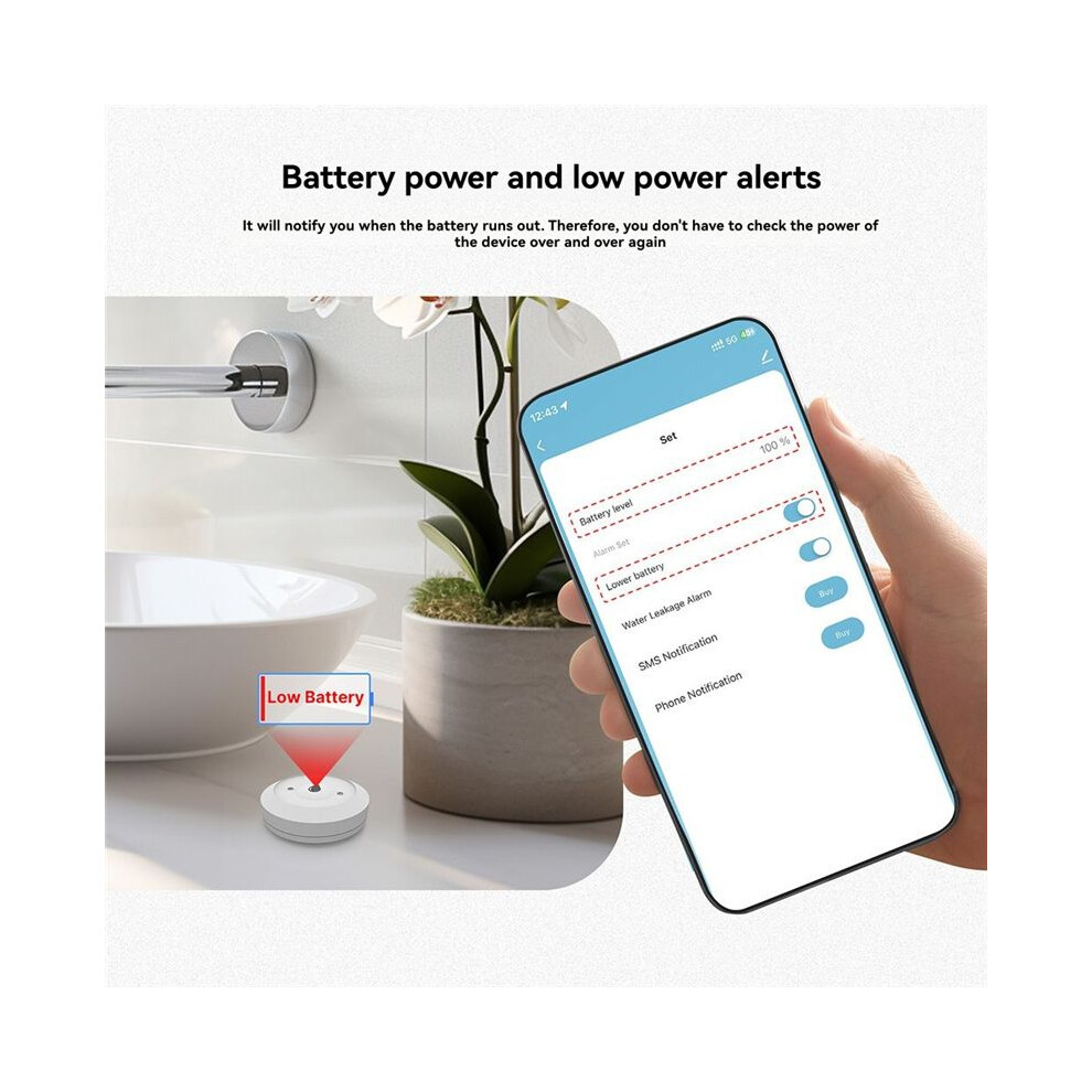 Tuya Zigbee Water Leak Detector Flood Sensor Alert Immersion Alert Remote Monitoring Via Life App 6033961852993
