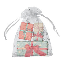 100PCS Snowflake Organza Bags Christmas, 4x6 Inches Christmas Bags with Drawstring, Mesh Bags for Christmas