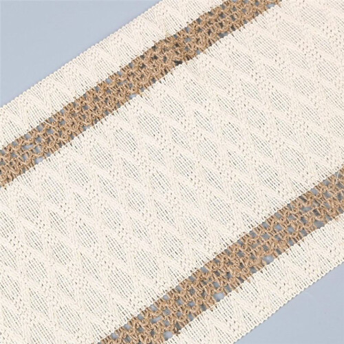 Caminho de Mesa para Decoração de Casa no Verão, Caminho de Mesa de Macramê Estilo Fazenda, 70,8 Polegadas, Caminhos de Mesa de Algodão e Linho 1