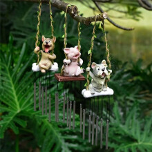 Cute Animal Wind Chimes Cartoon Animal Pendants Decorative Swing Garden Crafts Ornaments B