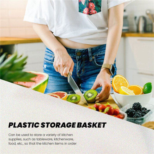 Stackable Plastic Basket Kitchen Storage Basket Fruit & Vegetable Plastic Storage Basket Plastic Storage Rack(Beige) 2