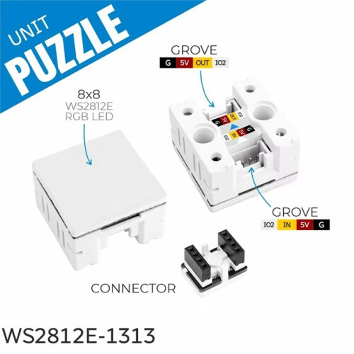 Puzzle Unit 8x8 RGB LED Matrix(WS2812E) Unit-Puzzle Multi-Color Light Control Unit 1