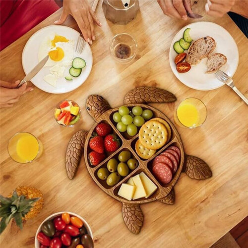Turtle Charcuterie Platter - Wooden Shaped Fruit Platter Animal Patterned Parties Functional Fruit Display Kitchen Decor 1