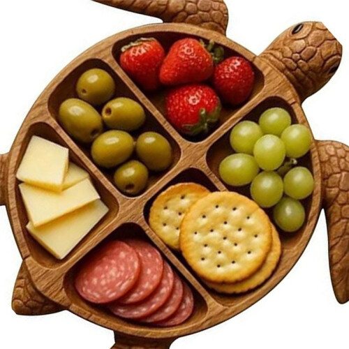 Turtle Charcuterie Platter - Wooden Shaped Fruit Platter Animal Patterned Parties Functional Fruit Display Kitchen Decor 2