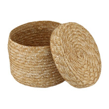 Wheat Straw Woven Storage Basket Storage Basket Innovative Basket Rustic Natural Brown Finish Storage Decorative Basket(Large )