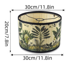 Lampshade Bright Green Plant Bird Decoration Drum-Shaped Lampshade Suitable for Floor Lamp, Table Lamp in Bedroom C