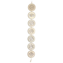 Wooden 7 Chakra Wood Discs Hanging Ornament Chakra Healing Wall Art Decoration Meditation Symbols Crafts Pendant