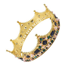 Gold King Crowns for Men - Baroque Vintage Rhinestone Crystal Crown, Men'S Full Kings Crown for Theater Prom Party