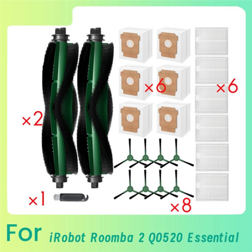 For   2 Q0520 Essential Vacuum Cleaner Accessories Roller Side Brush Filter Mop Pad Dust Bag