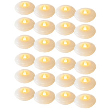 24 Pack Flameless Led Floating Candles, 200 Hour White Battery Operate Waterproof Tealights for Cylinder Vases