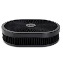 Car Oval Air Cleaner Filter 12x2Inch Air Filter Flow Purifier for 5-1/8Inch Interface Neck Black
