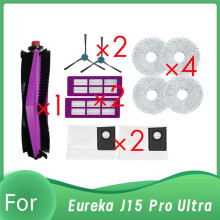11 Piezas para Aspiradora Robot Autovaciable para J15 Pro Ultra, Cepillo Lateral, Filtro HEPA, Mopa, Bolsa para Polvo.