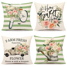 Fundas de Almohada Florales de Primavera 18X18 Juego de 4 DecoracióN de Granja Decoraciones NavideñAs Funda de CojíN para el Sofá del Hogar