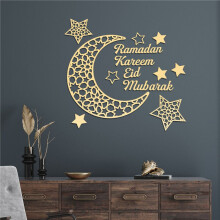 Ramadan Kareem KlistermäRken Dekorationer VäGg Eid Mubarak för Heminredning Skylt Sovrum Front Room Crescent Crystals Art A