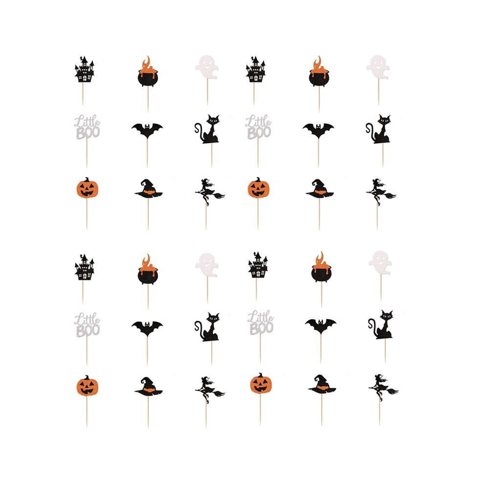 36 Pack Halloween Cupcake Glitter Toppers Cake Decorations For Halloween Theme Baby Shower Kids Birthday Party Supplies Tauoh